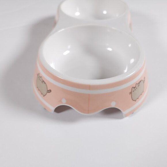 Pusheen Double Cat Food Bowl Feeder Base Pink White Meow Pet NO METAL BOWLS - Picture 10 of 12